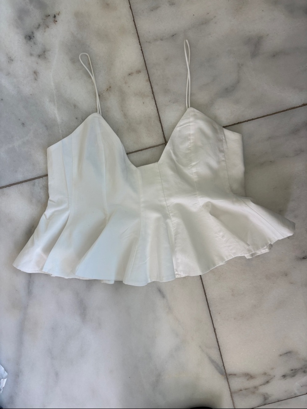 Zara White Peplum Cami Top - Women's Sleeveless Spaghetti Strap